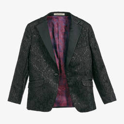 Romano-Boys Black Jacquard Suit | Childrensalon