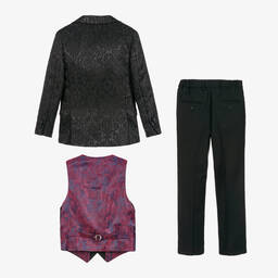Romano-Boys Black Jacquard Suit | Childrensalon