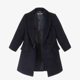 Romano-معطف مزين بفرو إصطناعي لون كحلي للأولاد | Childrensalon