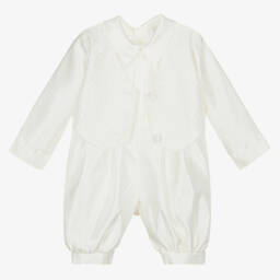Romano-Boys Ivory Satin Babysuit Set | Childrensalon
