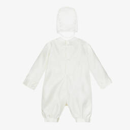 Romano-Boys Ivory Satin Babysuit Set | Childrensalon