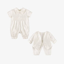Romano-Boys Ivory Satin Babysuit Set | Childrensalon