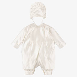 Romano-Boys Ivory Satin Babysuit Set | Childrensalon