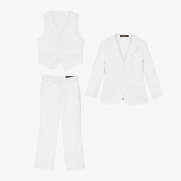 Romano-Boys White Twill Suit | Childrensalon