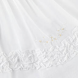 Sarah Louise-طقم فستان وقبعة بونيه مطرز سموكينغ قطن لون عاجي | Childrensalon