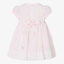 Sarah Louise-Baby Girls Pink Hand-Smocked Dress with Floral Embroidery | Childrensalon