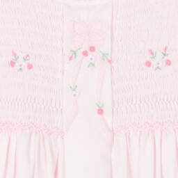 Sarah Louise-Baby Girls Pink Hand-Smocked Dress with Floral Embroidery | Childrensalon