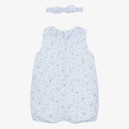 Sarah Louise-Baby Girls White Floral Shortie Set | Childrensalon
