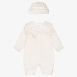 Sarah Louise-طقم تبّان أطفال ولادي حرير خام لون عاجي | Childrensalon