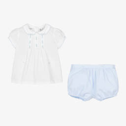 Sarah Louise-Blue & White Buster Suit | Childrensalon