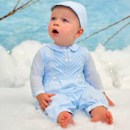 Sarah Louise-Boys Blue Cotton Babysuit Set | Childrensalon