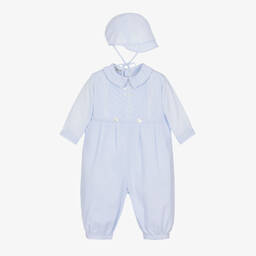 Sarah Louise-Boys Blue Cotton Babysuit Set | Childrensalon