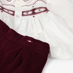 Sarah Louise-Костюм бастер кремово-бордовый из хлопка и бархата для мальчиков | Childrensalon