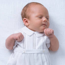 Sarah Louise-Boys Ivory Cotton Babysuit & Hat Set | Childrensalon
