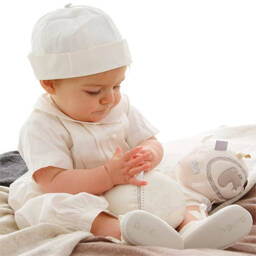 Sarah Louise-Boys Ivory Silk Taffeta Babysuit Set | Childrensalon