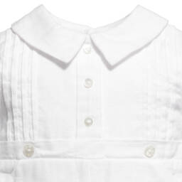 Sarah Louise-Boys White Cotton & Linen Babysuit Set | Childrensalon