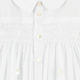 Sarah Louise-Boys White Hand-Smocked Buster Suit | Childrensalon