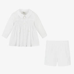 Sarah Louise-Boys White Hand-Smocked Buster Suit | Childrensalon