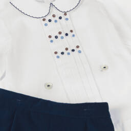 Sarah Louise-Костюм бастер бело-синий из бархата для мальчиков | Childrensalon