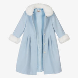 Sarah Louise-Girls Blue Coat & Hat Set | Childrensalon