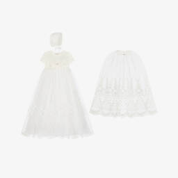 Sarah Louise-Girls Ivory Organza & Satin Ceremony Gown Set | Childrensalon