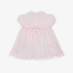 Sarah Louise-Girls Pink Cotton Hand-Smocked & Embroidered Dress | Childrensalon