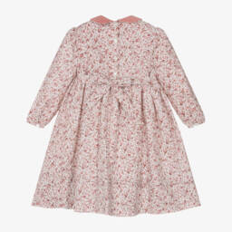 Sarah Louise-Girls Pink Floral Hand-Smocked Long Sleeve Dress | Childrensalon