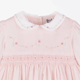 Sarah Louise-Girls Pink Hand-Smocked Cotton Dress | Childrensalon