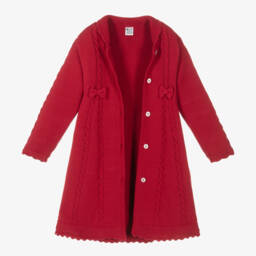 Sarah Louise-Girls Red Cotton Knit Coat | Childrensalon