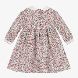 Sarah Louise-Girls Red Floral Hand-Smocked Dress | Childrensalon