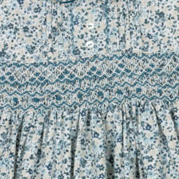 Sarah Louise-Платье кремово-бирюзовое с ручной присборенной вышивкой | Childrensalon