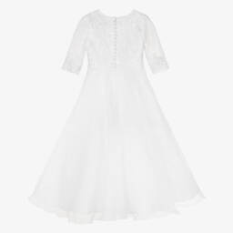 Sarah Louise-Girls White Embroidered Organza Communion Dress | Childrensalon
