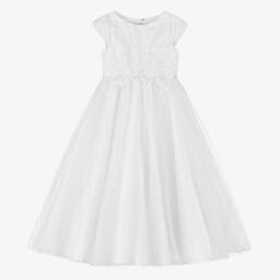 Sarah Louise-فستان تول مزبن بخرز لون أبيض | Childrensalon