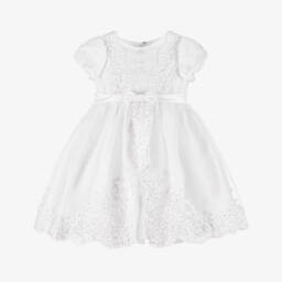 Sarah Louise-Girls White Lace & Pearl Dress | Childrensalon
