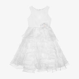 Sarah Louise-Girls White Ruffle Dress | Childrensalon