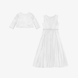 Sarah Louise-طقم بوليرو وفستان ساتان لون أبيض | Childrensalon