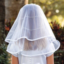 Sarah Louise-Girls White Tulle & Sequin Communion Veil | Childrensalon