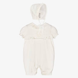 Sarah Louise-Ivory Cotton Knit Babysuit Set | Childrensalon