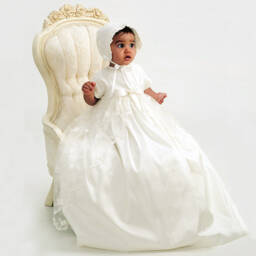 Sarah Louise-Ivory Silk & Lace Ceremony Gown Set | Childrensalon