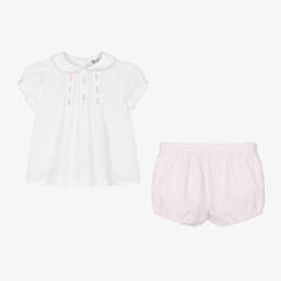 Sarah Louise-Pink & White Buster Suit | Childrensalon