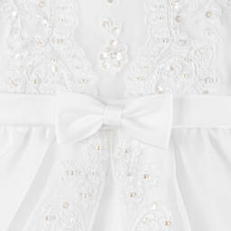Sarah Louise-White Ceremony Gown & Bonnet With Beads & Sequins | Childrensalon