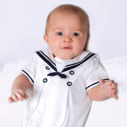 Sarah Louise-White Sailor Suit Babysuit Set | Childrensalon