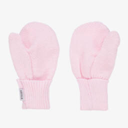 Sätila of Sweden-Girls Pink Twiddle Knitted Baby Mittens | Childrensalon