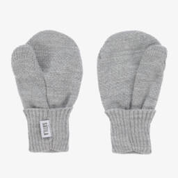 Sätila of Sweden-Grey Twiddle Knitted Baby Mittens | Childrensalon