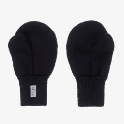 Sätila of Sweden-Navy Blue Twiddle Knitted Baby Mittens | Childrensalon