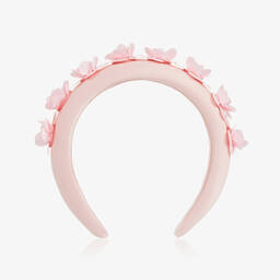Self-Portrait-Girls Pink Satin Floral Hairband | Childrensalon