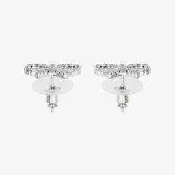 Self-Portrait-Girls Silver Micro Crystal Bow Earrings (1cm) | Childrensalon
