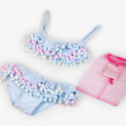 Selini Action-Girls Blue Ruffle & Pom-Pom Bikini | Childrensalon