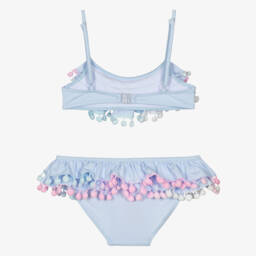 Selini Action-Girls Blue Ruffle & Pom-Pom Bikini | Childrensalon