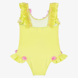 Selini Action-Girls Lime Green Swimsuit with Pink Flowers | Childrensalon